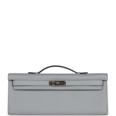 Pre-owned Hermes Kelly Cut Bleu Glacier Epsom Palladium Hardware