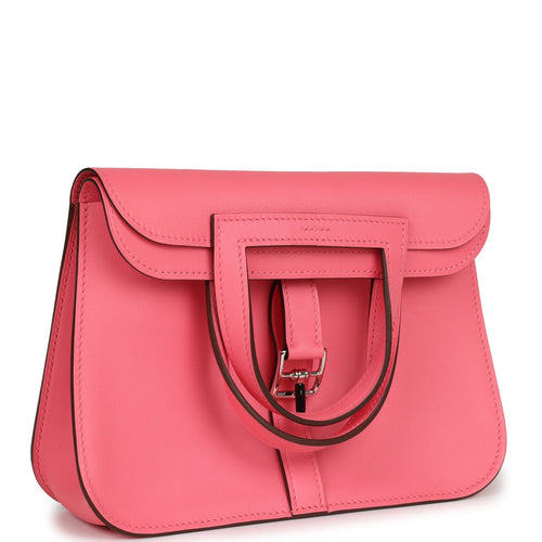 Hermes Mini Halzan Rose Azalee Swift Palladium Hardware