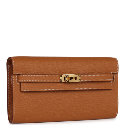 Hermes Kelly Wallet To Go Gold Epsom Gold Hardware