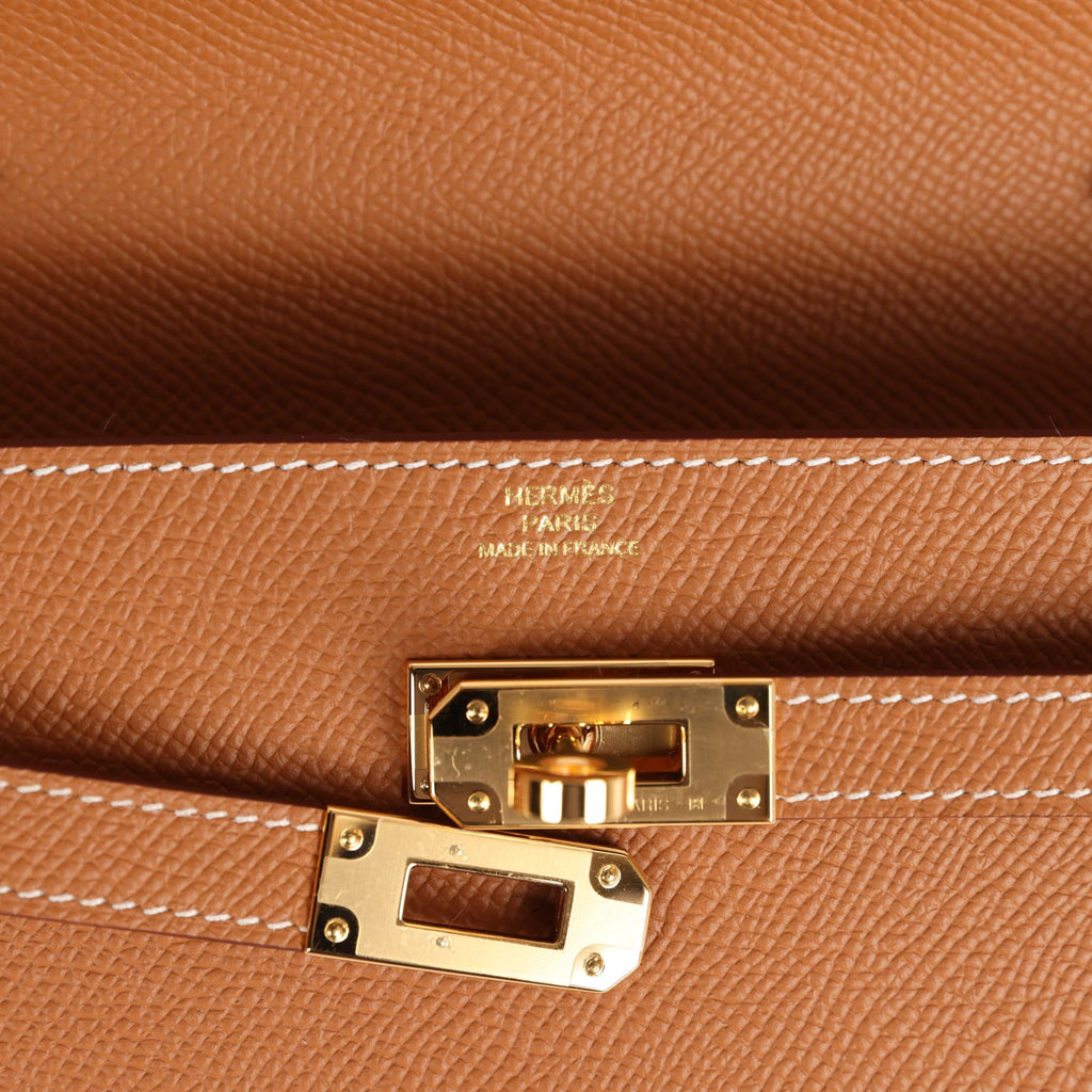 Hermes Kelly Wallet To Go Gold Epsom Gold Hardware