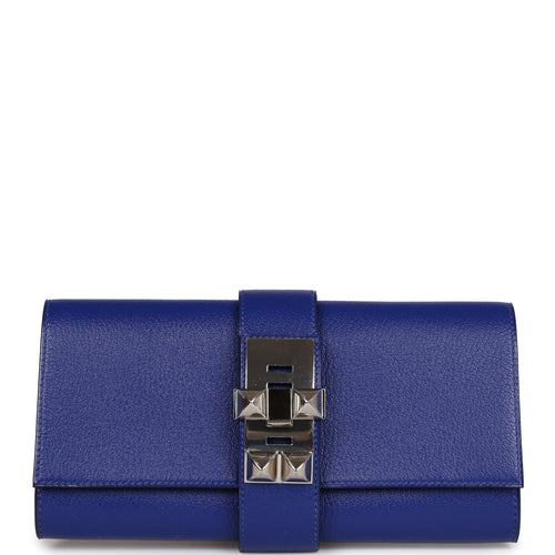 Hermes Medor Clutch 23 Bleu Electric Chevre Mysore Palladium Hardware