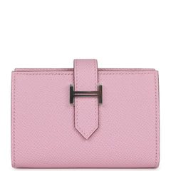 Hermes Bearn Compact Wallet Mauve Sylvestre Epsom Palladium Hardware
