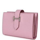 Hermes Bearn Compact Wallet Mauve Sylvestre Epsom Palladium Hardware