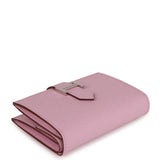 Hermes Bearn Compact Wallet Mauve Sylvestre Epsom Palladium Hardware