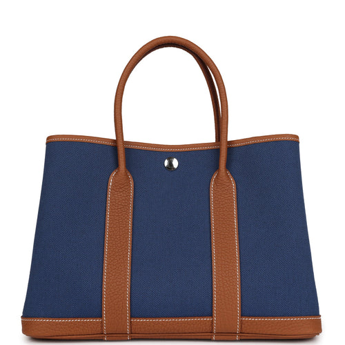Hermes Garden Party 30 Gold and Bleu Brighton Negonda and Toile Palladium Hardware