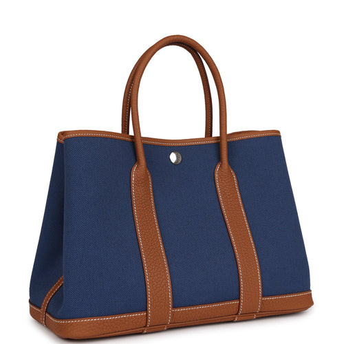 Hermes Garden Party 30 Gold and Bleu Brighton Negonda and Toile Palladium Hardware