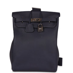 Pre-owned Hermes Hac A Dos GM Backpack Bleu Nuit Togo Palladium Hardware