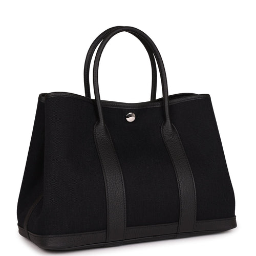 Hermes Garden Party 30  Black Toile and Negonda Palladium Hardware