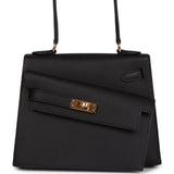 Hermes Kelly Sellier en Desordre 20 Black Epsom Gold Hardware