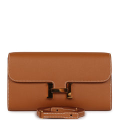 Pre-owned Hermes Constance Wallet To Go Gold Epsom Gold Hardware