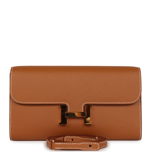 Pre-owned Hermes Constance Wallet To Go Gold Epsom Gold Hardware