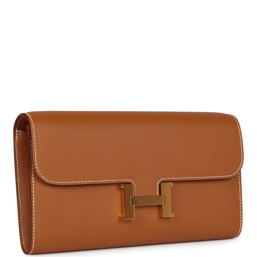 Pre-owned Hermes Constance Wallet To Go Gold Epsom Gold Hardware