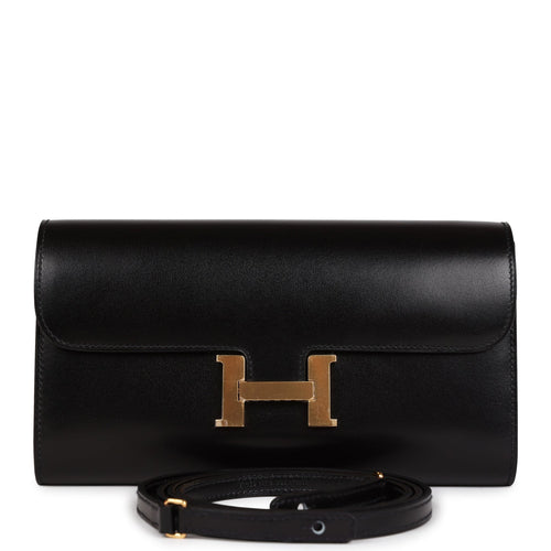Hermes Constance Wallet To Go Black Box Gold Hardware