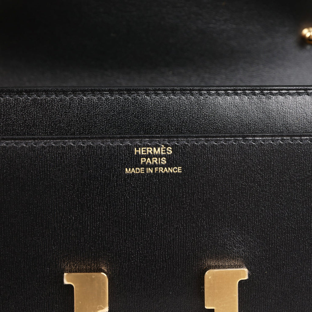 Hermes Constance Wallet To Go Black Box Gold Hardware