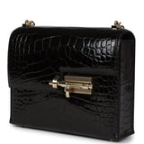 Hermes Mini Verrou Chaine Bag Black Shiny Alligator Gold Hardware