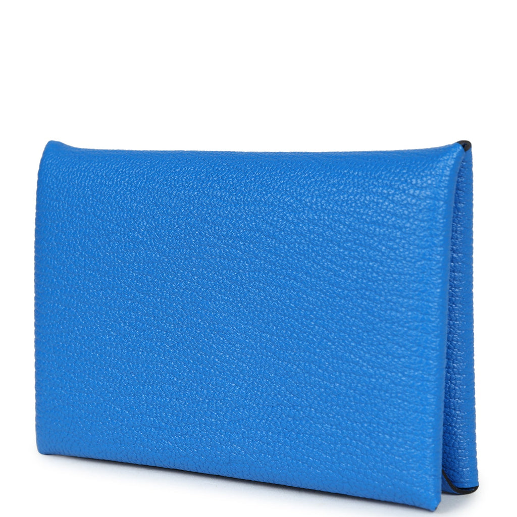 Hermes Calvi Card Holder Bleu Hydra Chevre Palladium Hardware – Madison  Avenue Couture