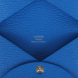 Hermes Calvi Card Holder Bleu Hydra Chevre Palladium Hardware