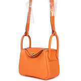 Hermes Mini Lindy Orange Clemence Gold Hardware