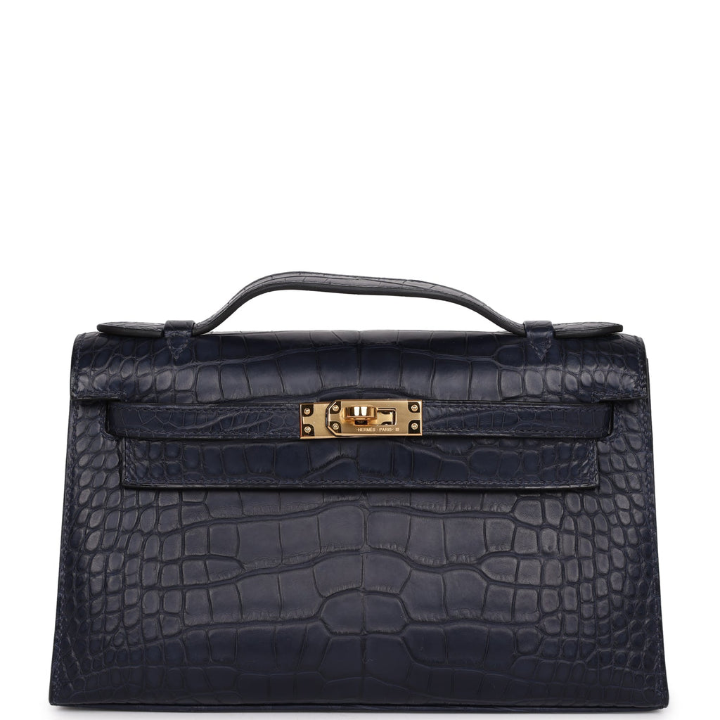 Auth Spa - Dịch Vụ Spa Túi Xách, Giày Dép Authentic Tại HCM. Hermes Kelly Pochette Bleu Indigo Matte Alligator Gold Hardware – Madison Avenue Couture