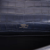 Hermes Kelly Pochette Bleu Indigo Matte Alligator Gold Hardware