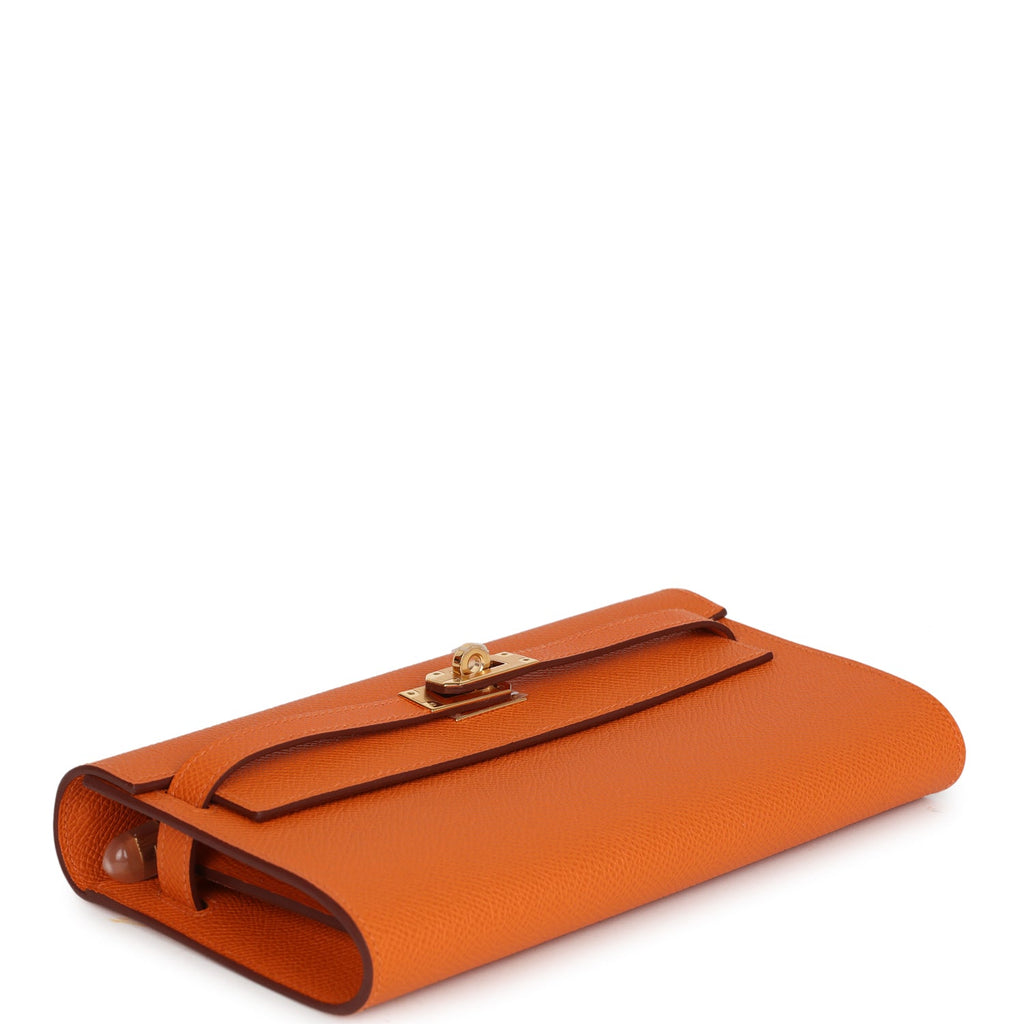 Hermes Kelly Wallet To Go Orange Epsom Gold Hardware