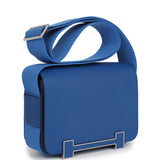 Hermes Geta Bag Bleu France Chevre Palladium Hardware