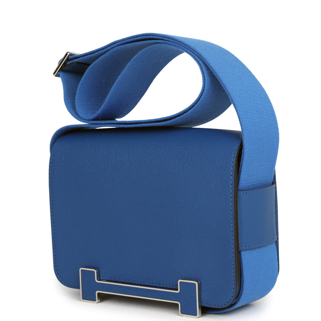 Hermes Geta Bag Bleu France Chevre Palladium Hardware