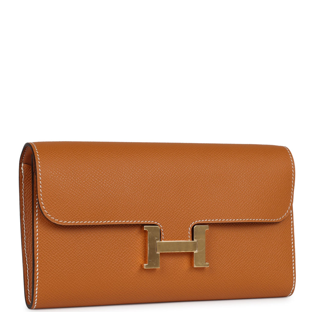 Hermes Constance To Go Wallet Toffee Epsom Gold Hardware