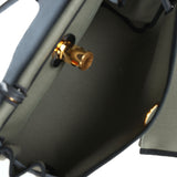 Hermes Herbag Zip PM 31 Black Hunter Leather and Vert De Gris Military Canvas Gold Hardware