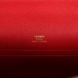 Hermes Kelly Pochette Rouge Casaque Epsom Gold Hardware