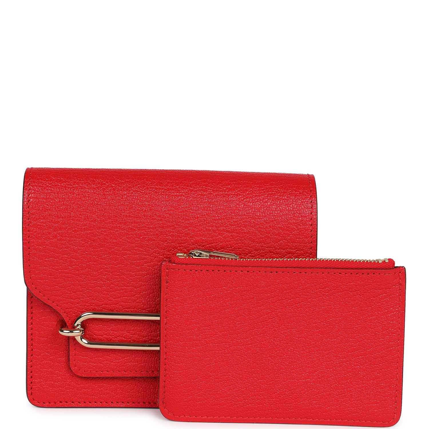 Polyester Rouge Wallet France Hermes Roulis Slim Wallet Rouge de Coeur Chevre Gold Hardware