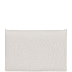 Hermes Calvi Card Holder Gris Perle Epsom Palladium Hardware