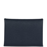 Hermes Calvi Duo Card Holder Bleu Indigo Epsom Palladium Hardware