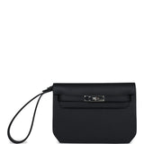 Hermes Kelly Depeches 25 Black Epsom Palladium Hardware