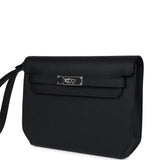 Hermes Kelly Depeches 25 Black Epsom Palladium Hardware