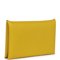 Hermes Calvi Card Holder Cumin Verso Chevre Mysore Palladium Hardware