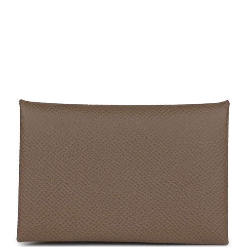 Hermes Calvi Duo Card Holder Etoupe Epsom Palladium Hardware
