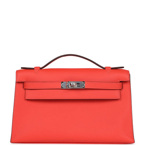 Hermes Kelly Pochette Orange Field Swift Palladium Hardware