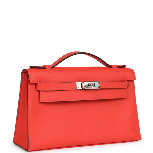 Hermes Kelly Pochette Orange Field Swift Palladium Hardware