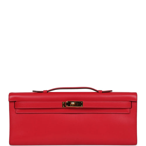 Pre-owned Hermes Kelly Cut Rouge Casaque Swift Gold Hardware