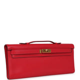 Pre-owned Hermes Kelly Cut Rouge Casaque Swift Gold Hardware