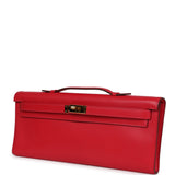 Pre-owned Hermes Kelly Cut Rouge Casaque Swift Gold Hardware