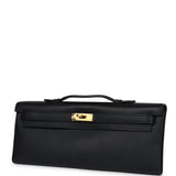 Hermes Kelly Cut Black Swift Gold Hardware