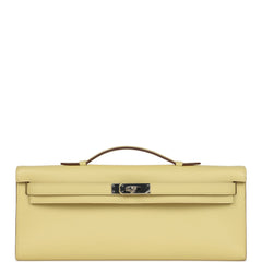 Hermes Kelly Cut Jaune Poussin Epsom Palladium Hardware