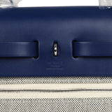 Hermes Herbag Zip PM 31 Bleu France/Ecru "Brides De Gala" Toile H/Vache Hunter Palladium Hardware