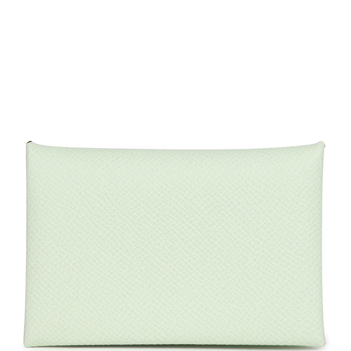Hermes Calvi Card Holder Verso Vert Fizz Verso Epsom Palladium Hardware