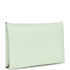 Hermes Calvi Card Holder Verso Vert Fizz Verso Epsom Palladium Hardware