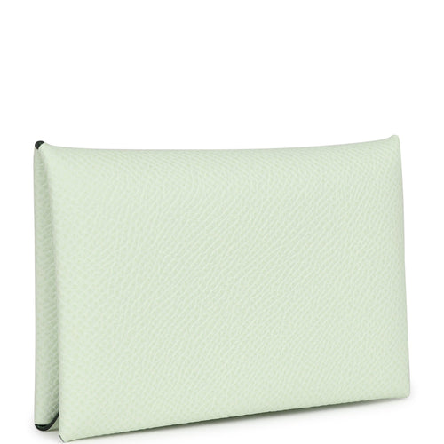 Hermes Calvi Card Holder Verso Vert Fizz Verso Epsom Palladium Hardware