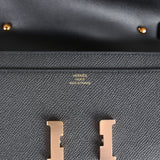 Hermes Constance Wallet To Go Black Epsom Rose Gold Hardware