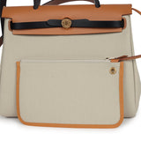 Hermes Herbag Zip 31 PM Ebene/Black/Naturel Sable Hunter & Beton Toile Militaire Gold Hardware